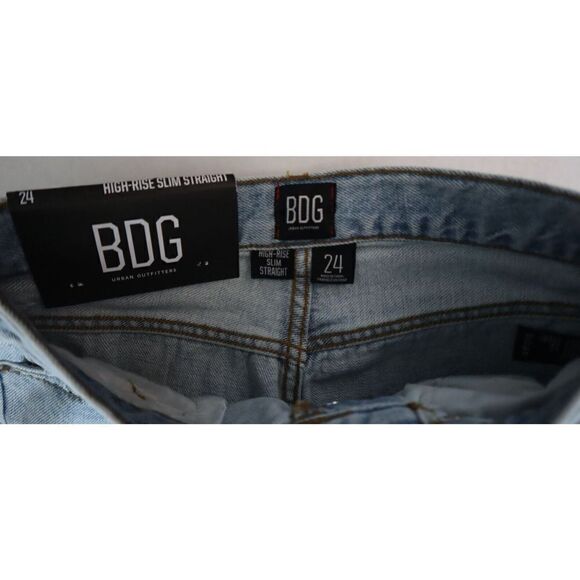BDG x Urban Outfitters Women Sz 24 Blue Patchwork Hi-Rise Slim Straight Jeans - Picture 3 of 8